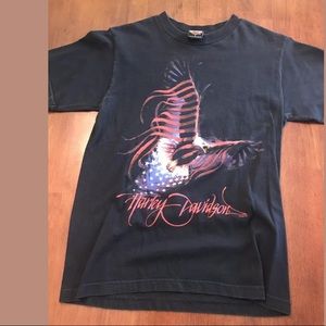 Vtg HARLEY-DAVIDSON Eagle Flag Tee South Carolina Black freedom biker bicycle
